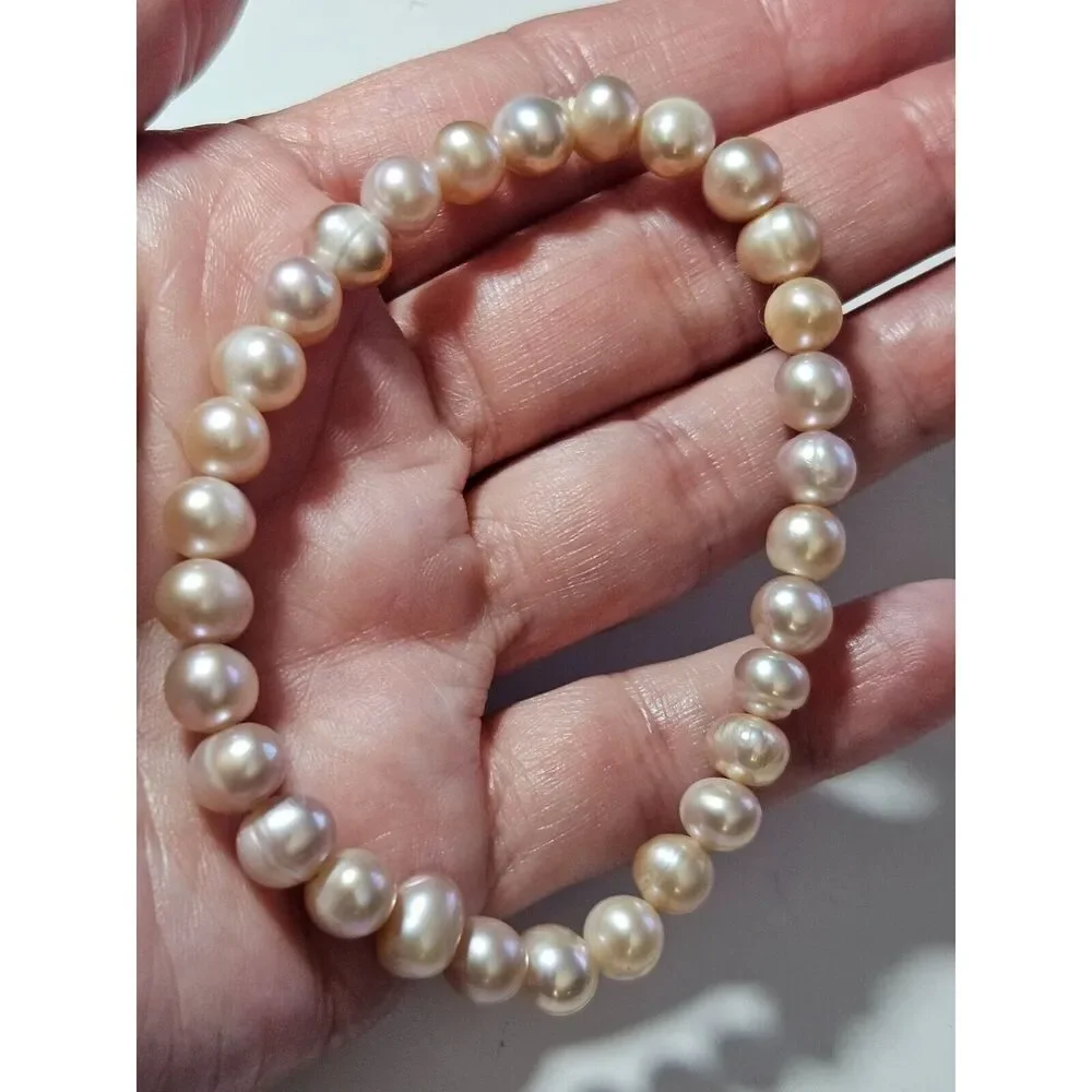 Pink freshwater pearl bracelet 7